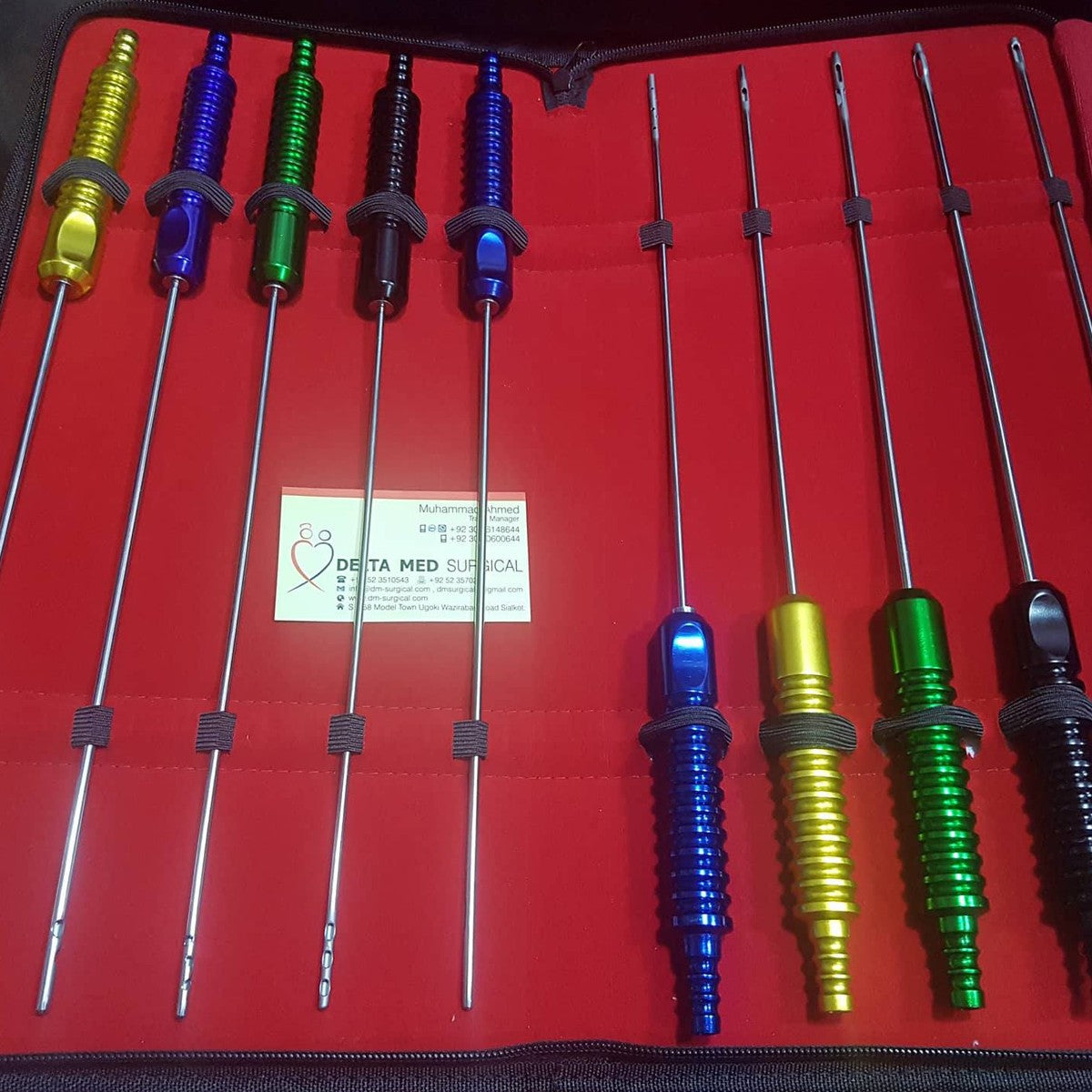 Liposuction Cannula Set Of 10 Pieces Fixed Handle
