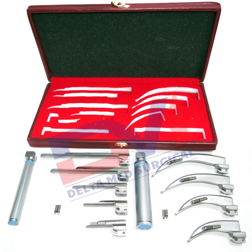 ORIGINAL GERMAN CONVENTIONAL MACINTOSH ENGLISH PROFILE FULL LARYNGOSCOPE SET