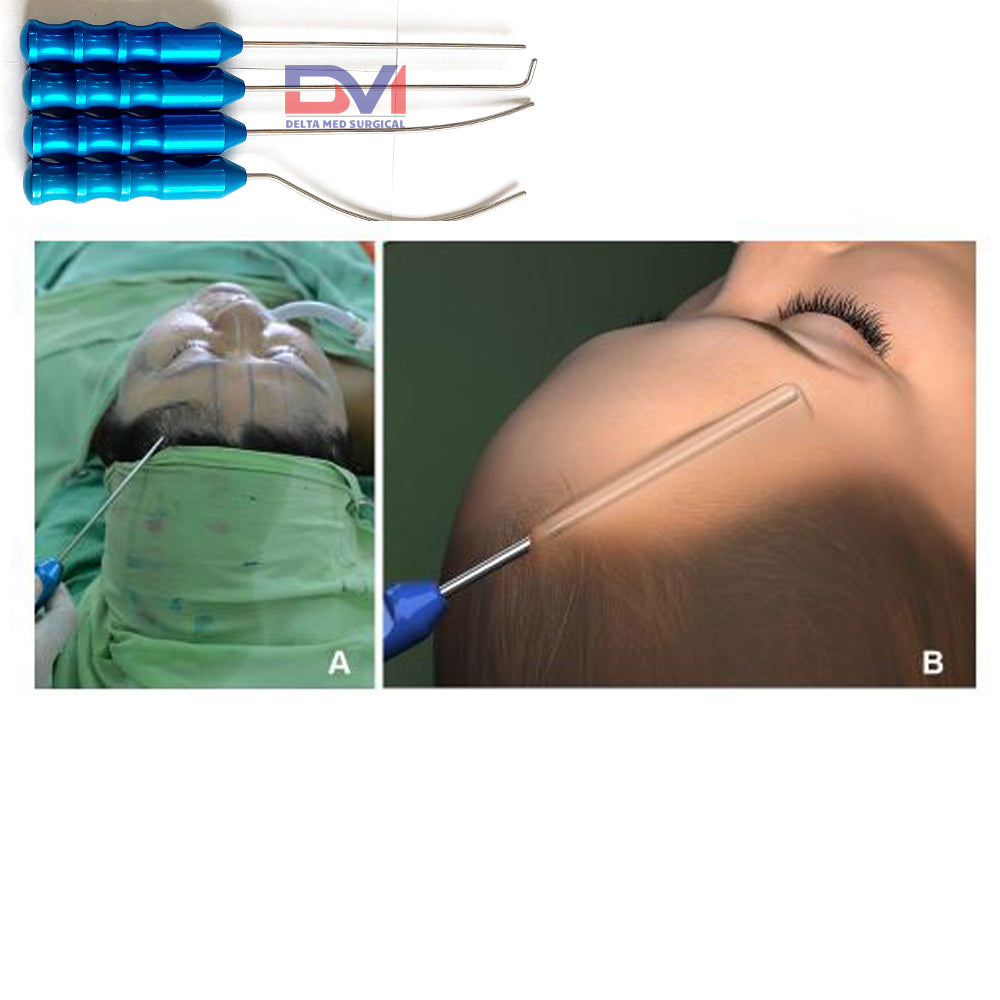 Facelift Gliding Brow Lift Forehead Plastic Surgery Surgical Instruments Set 4pc