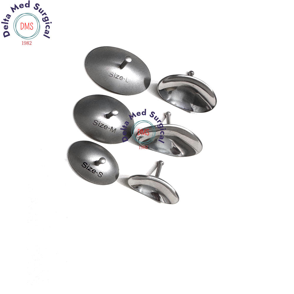 Corneal Eye Shield Protector Stainless Steel, Set of 6 Pairs Small, Large ,X-Large , Silver