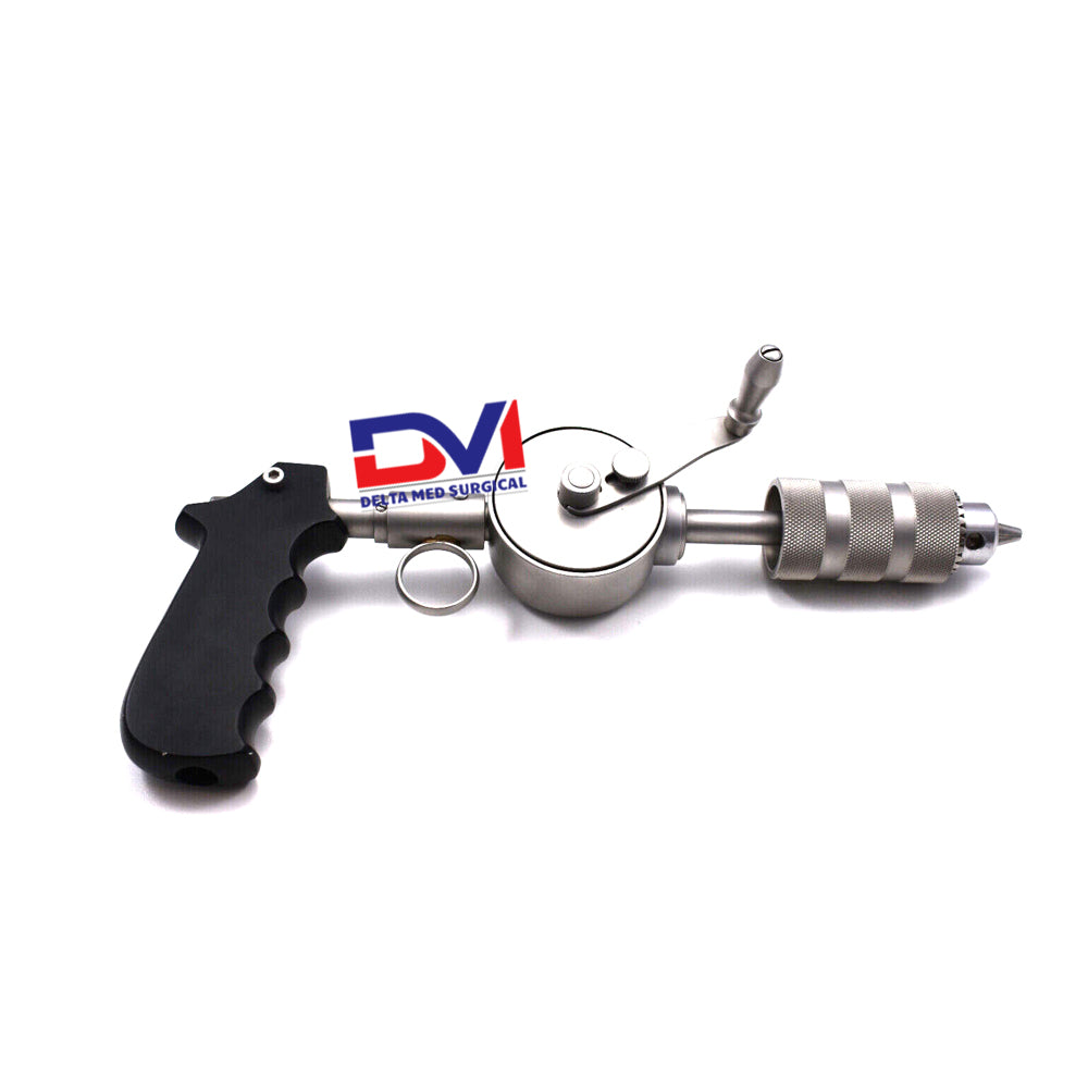 Delta Med Surgical Martin Hand Drill with manual crank and adjustable 3-jaw chuck for orthopedic surgery