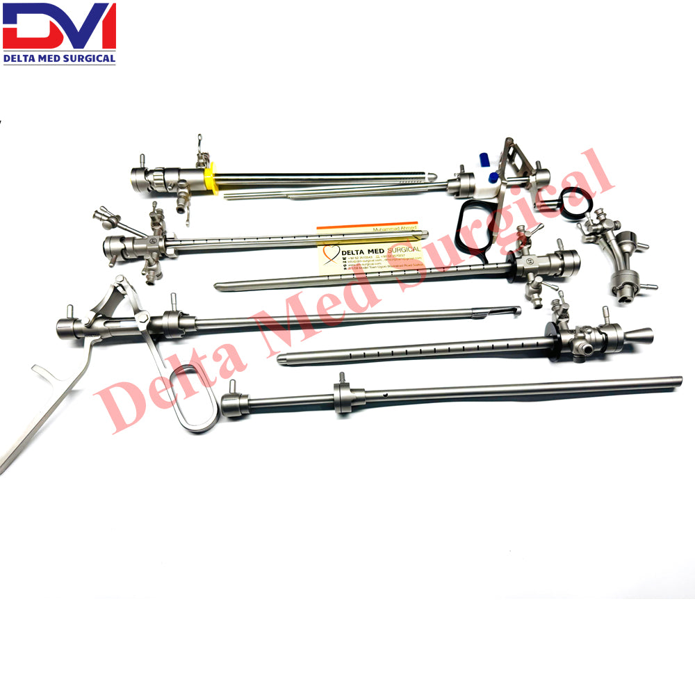 Complete Lower Track TURP Urology Set by Delta Med Surgical featuring resectoscope, dilators, and Ellik evacuator