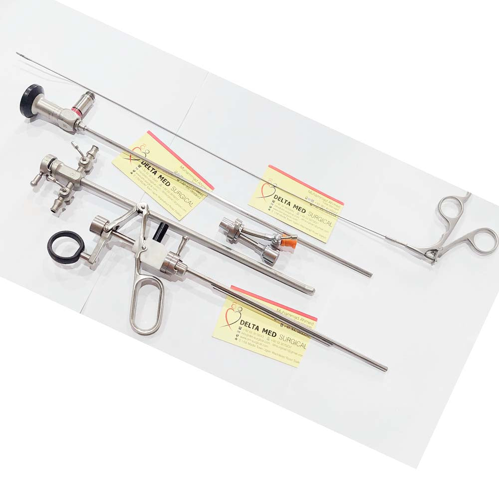 Complete Delta Med Surgical Cystoscope Set including HD telescope, multiple sheaths, and working bridge