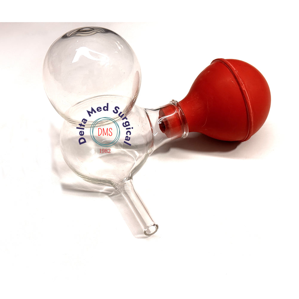 Delta Med Surgical Glass Ellik Evacuator with silicone suction bulb and stainless steel connectors