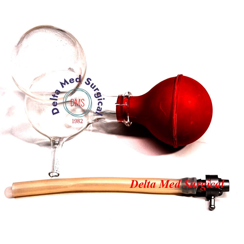 Delta Med Surgical Glass Ellik Evacuator with silicone bulb and universal adapters for Storz and Wolf systems