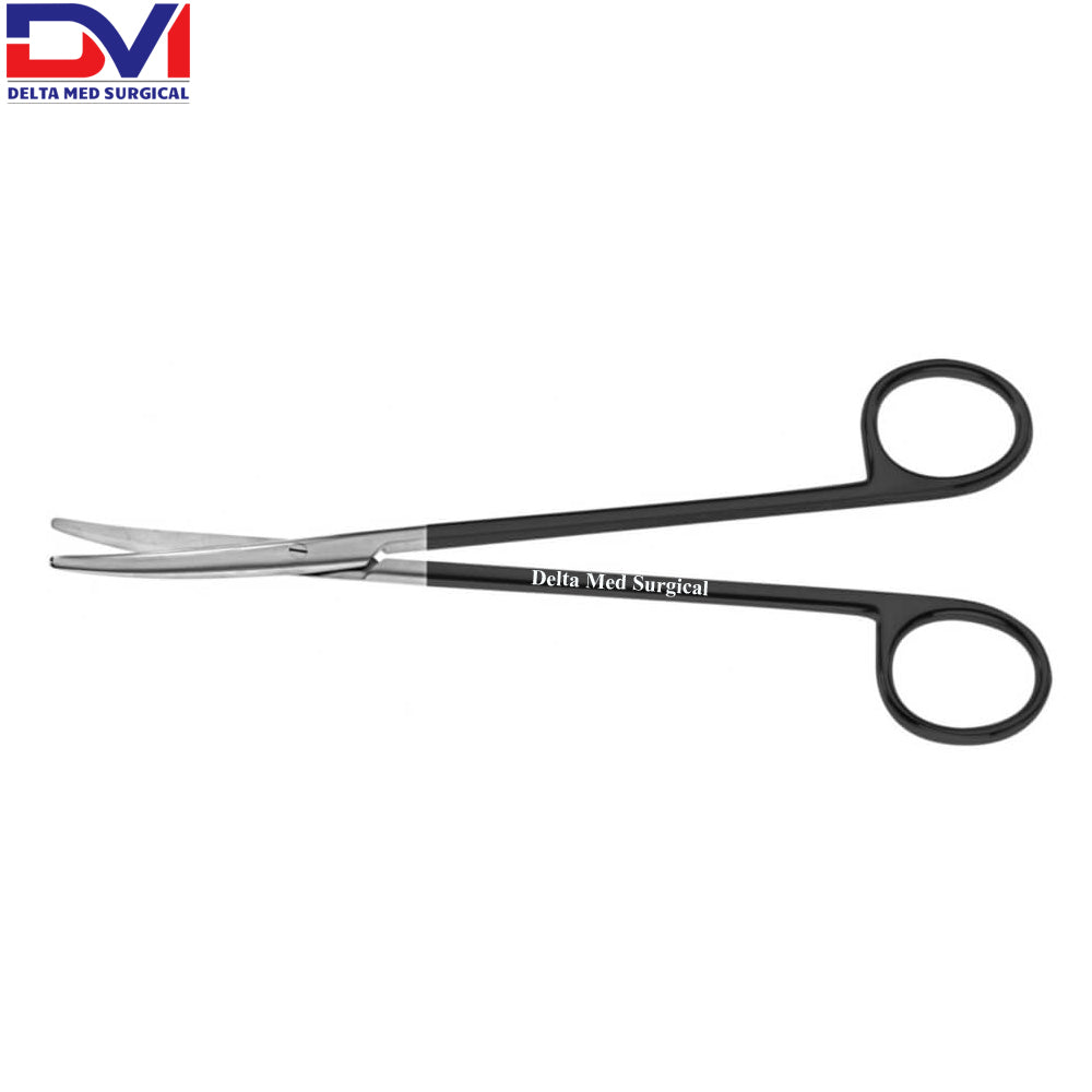 Delta Med Surgical 18cm Straight Supercut Metzenbaum Scissors featuring black handles and micro-serrated blades