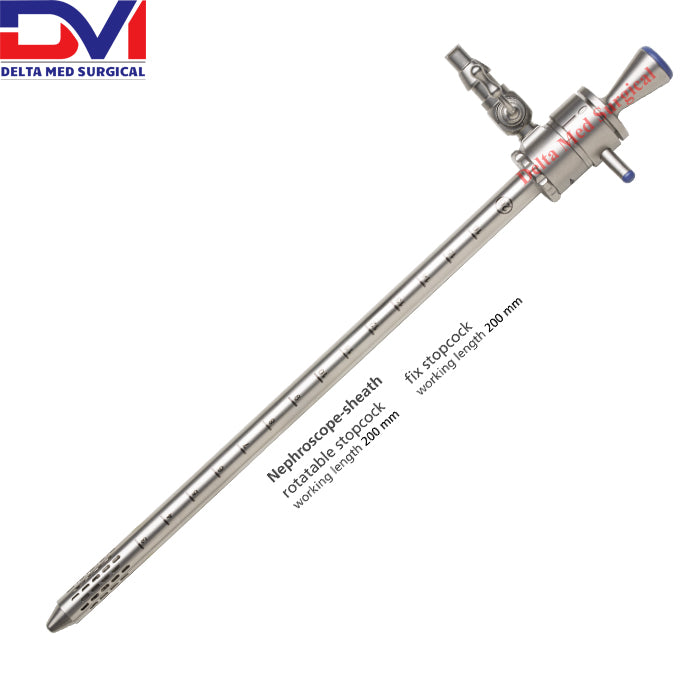 Selection of Delta Med Surgical PCNL instruments including stone forceps and dilators for use with a nephroscope sheath