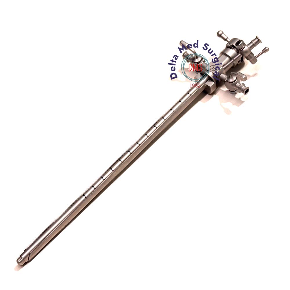 Delta Med Surgical Urethrotome Sheath featuring dual irrigation ports and matching obturator