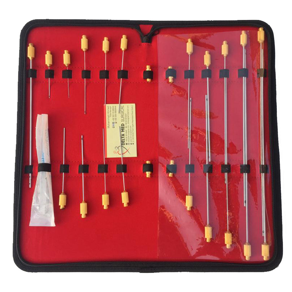 Liposuction Cannula Set Of 24 Pcs Full Body Contouring Lure Lock Fat Transfer Kit