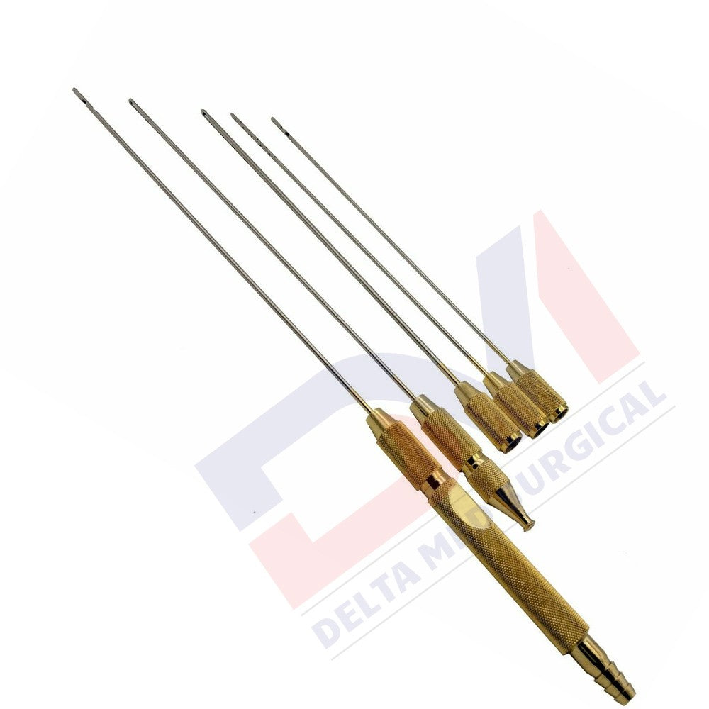 Liposuction Cannulas Set Of 5 Pieces With Handle And Adapter Delta Med Surgical
