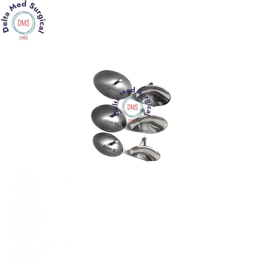 Corneal Eye Shield Protector Stainless Steel, Set of 6 Pairs Small, Large ,X-Large , Silver