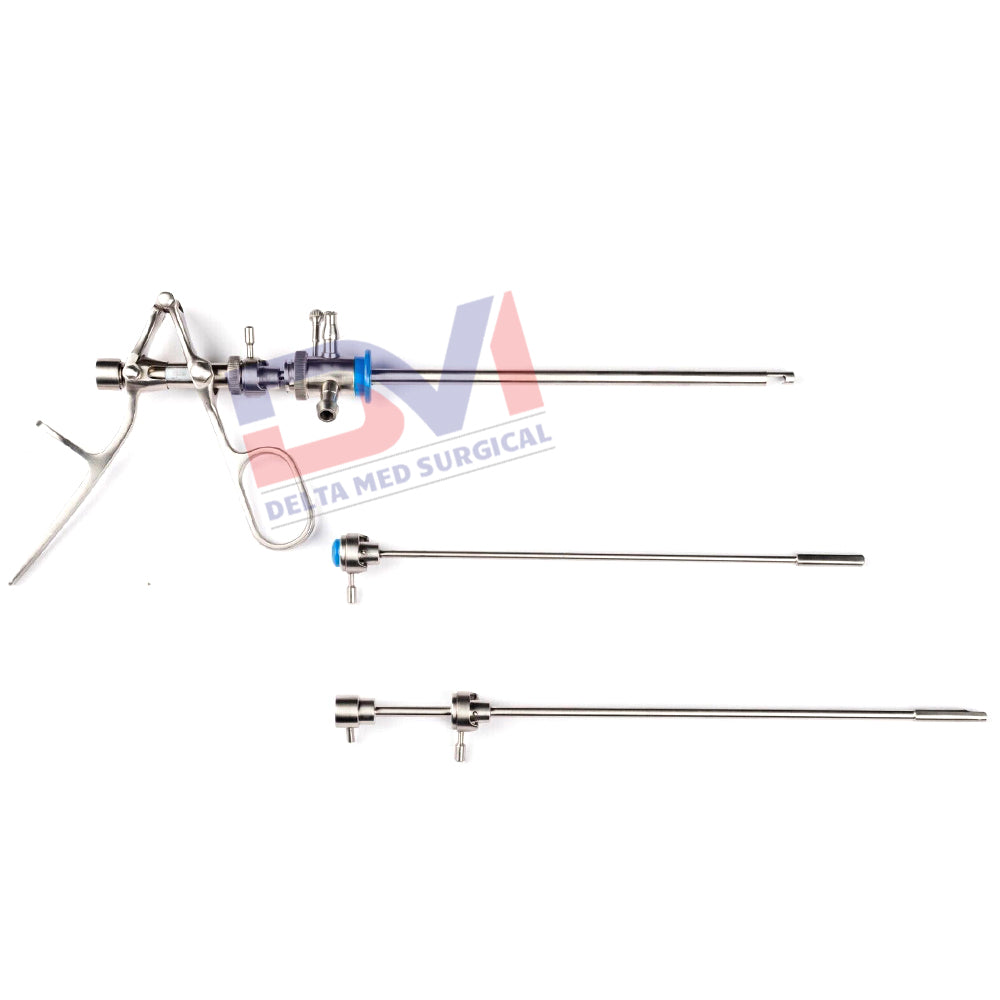 Complete Delta Med Surgical Stone Punch Set with serrated jaws, sheath, and bridge for bladder stone removal