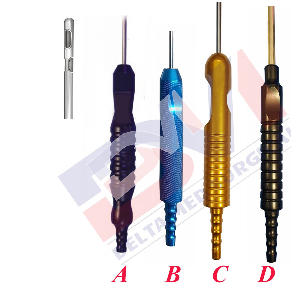 One Central Two Lateral Hole Liposuction Cannula With One Piece Handle