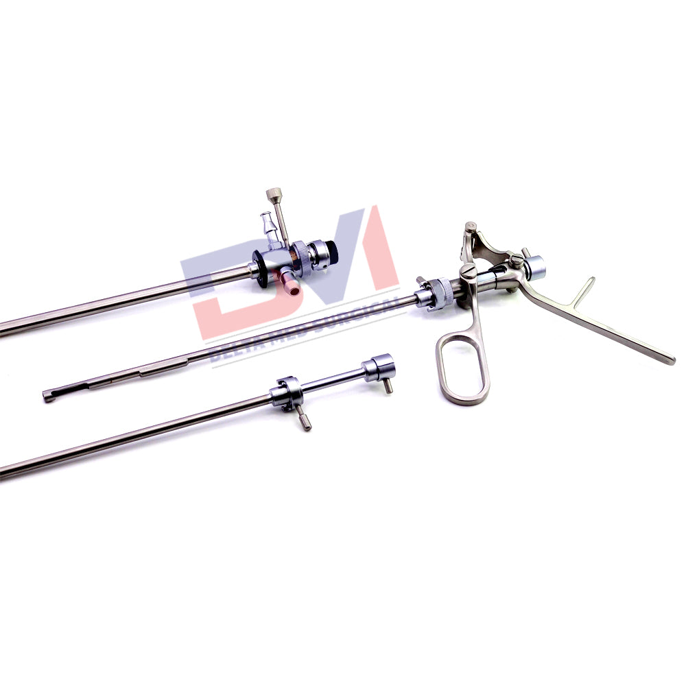 Complete Delta Med Surgical Stone Punch Set with serrated jaws, sheath, and bridge for bladder stone removal