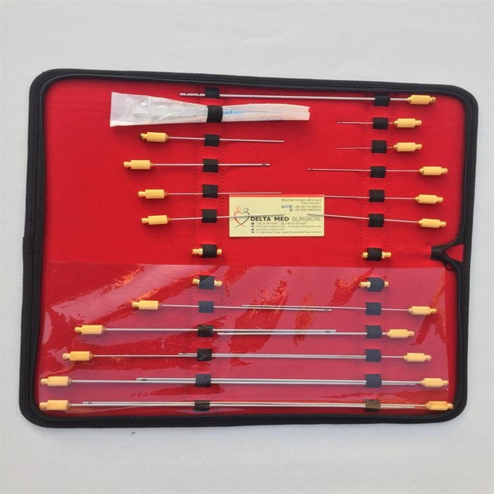 Liposuction Cannula Set Of 24 Pcs Full Body Contouring Lure Lock Fat Transfer Kit