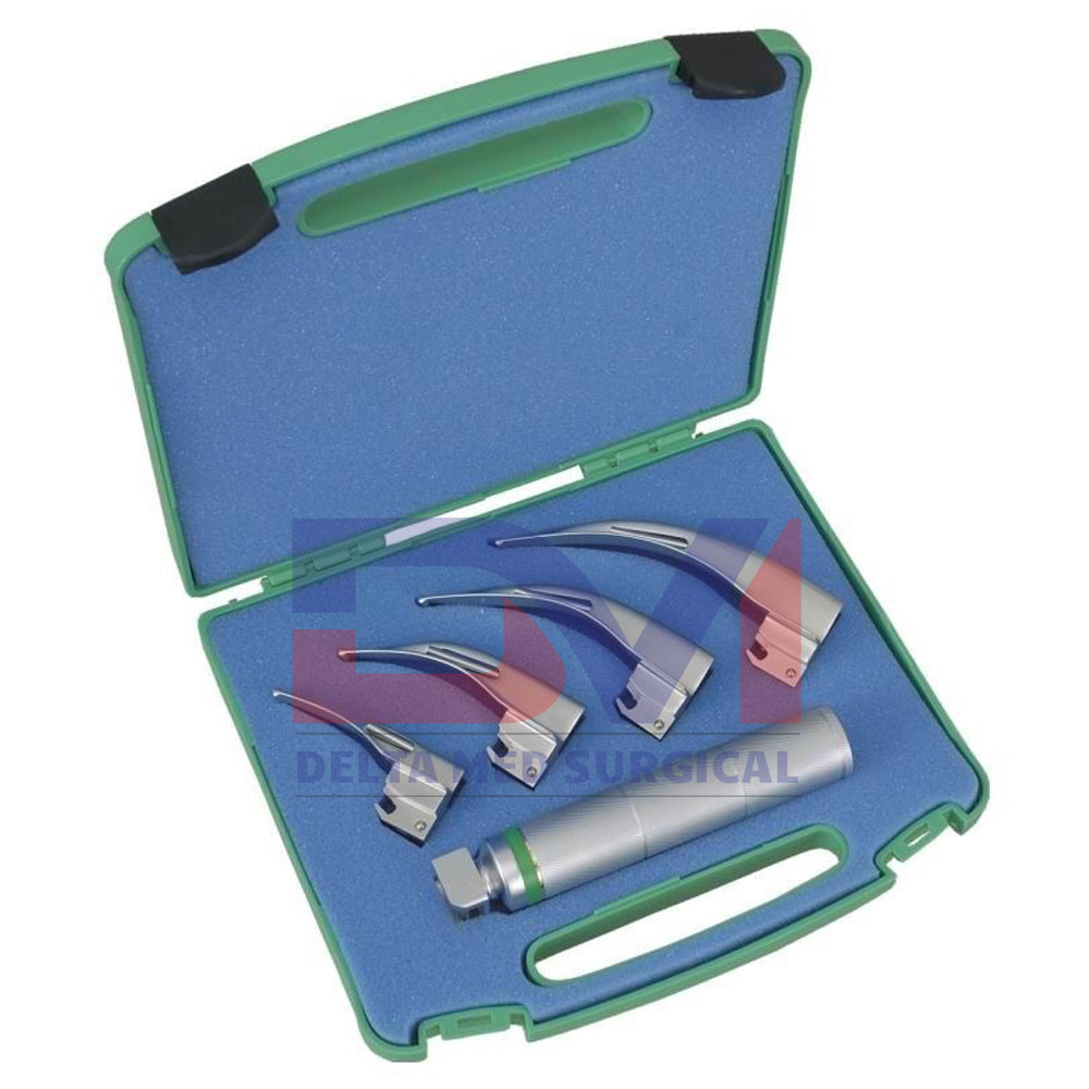 MACINTOSH FIBER OPTIC LARYNGOSCOPE SET OF 4 BLADES