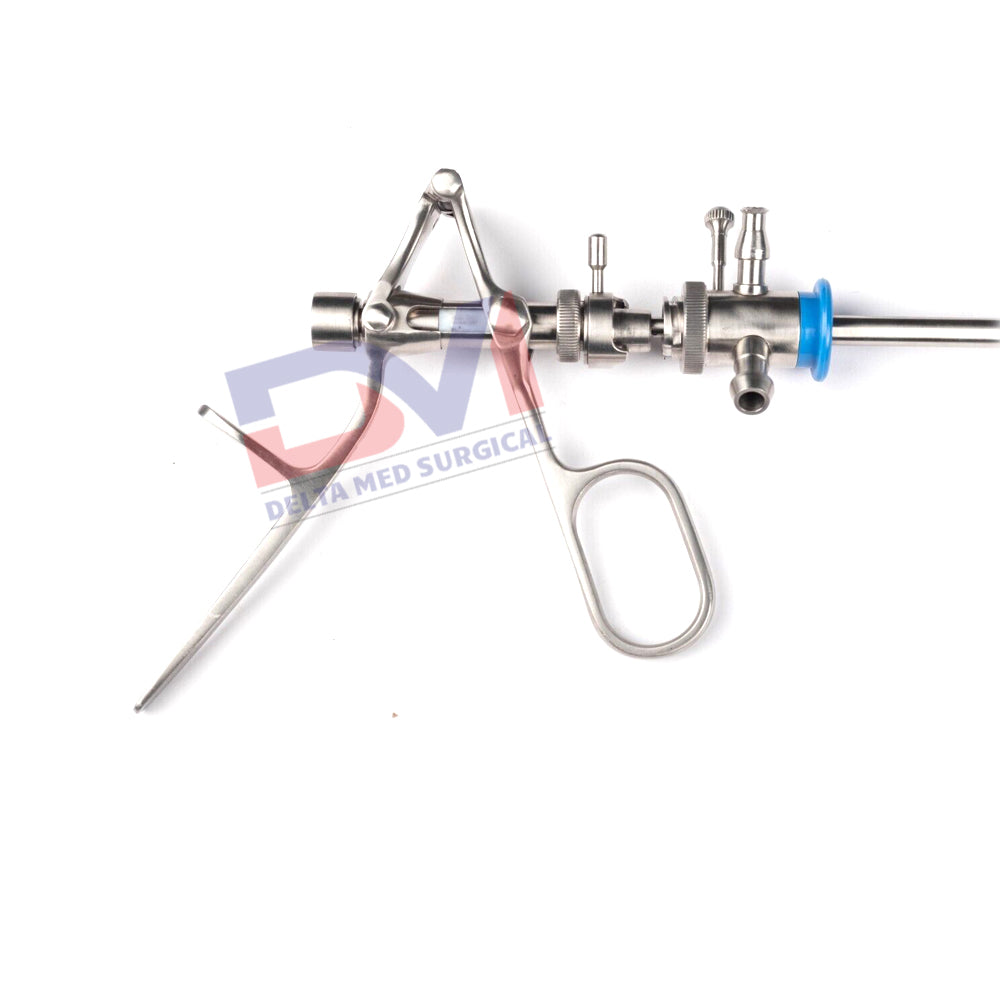 Complete Delta Med Surgical Stone Punch Set with serrated jaws, sheath, and bridge for bladder stone removal