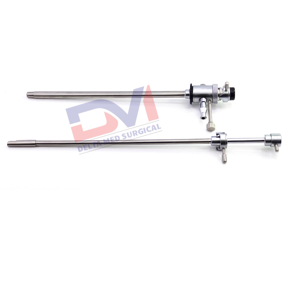 Complete Delta Med Surgical Stone Punch Set with serrated jaws, sheath, and bridge for bladder stone removal