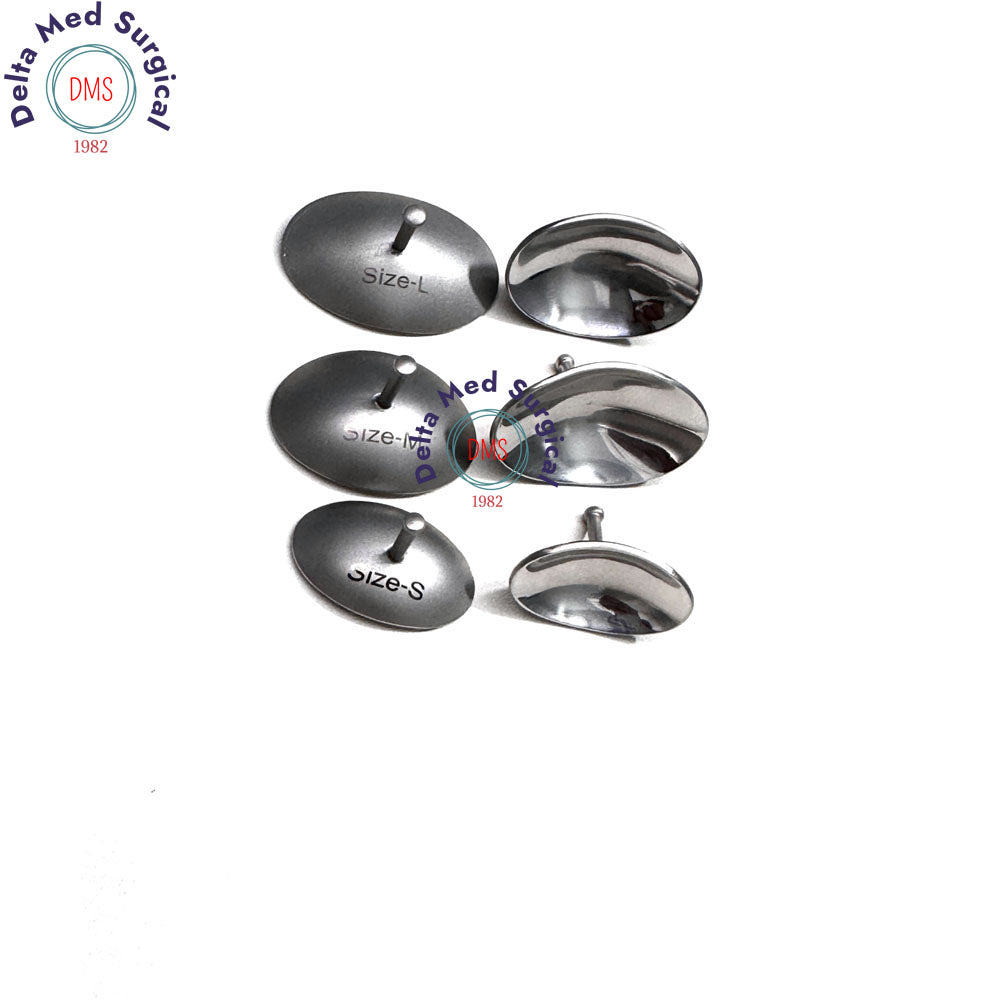 Corneal Eye Shield Protector Stainless Steel, Set of 6 Pairs Small, Large ,X-Large , Silver