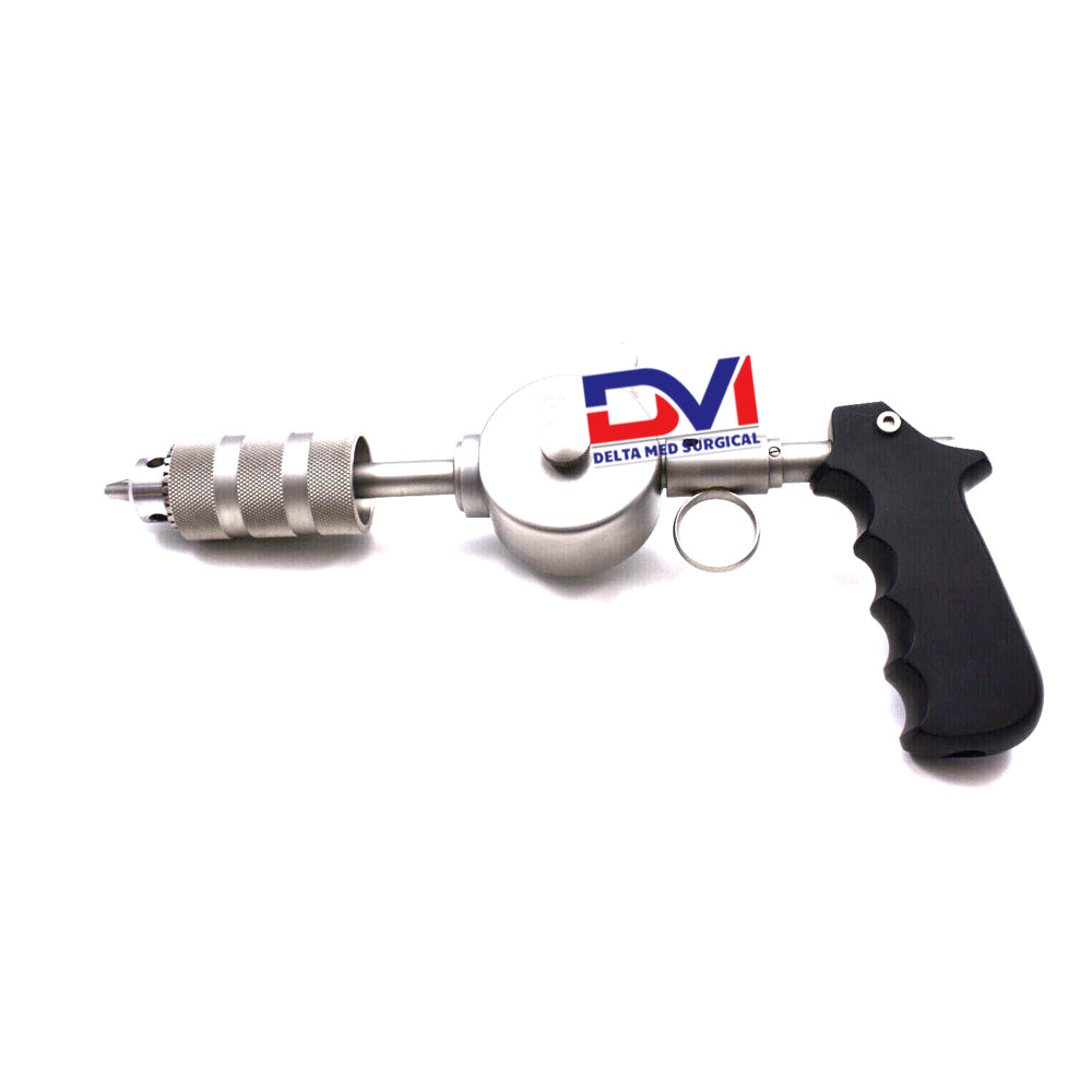 Delta Med Surgical Martin Hand Drill with manual crank and adjustable 3-jaw chuck for orthopedic surgery