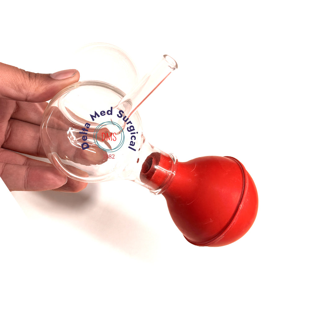Delta Med Surgical Glass Ellik Evacuator with silicone suction bulb and stainless steel connectors