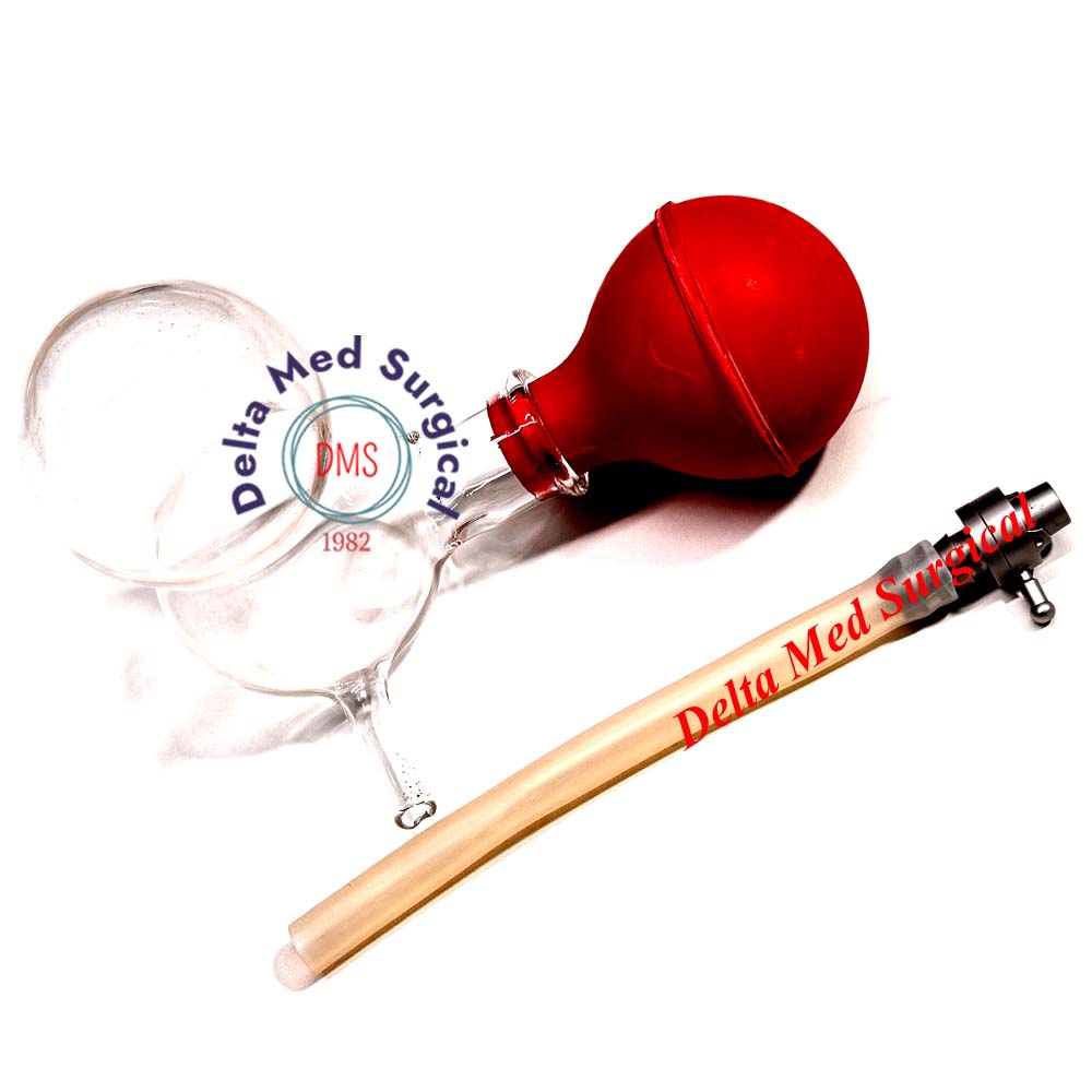 Delta Med Surgical Glass Ellik Evacuator with silicone bulb and universal adapters for Storz and Wolf systems