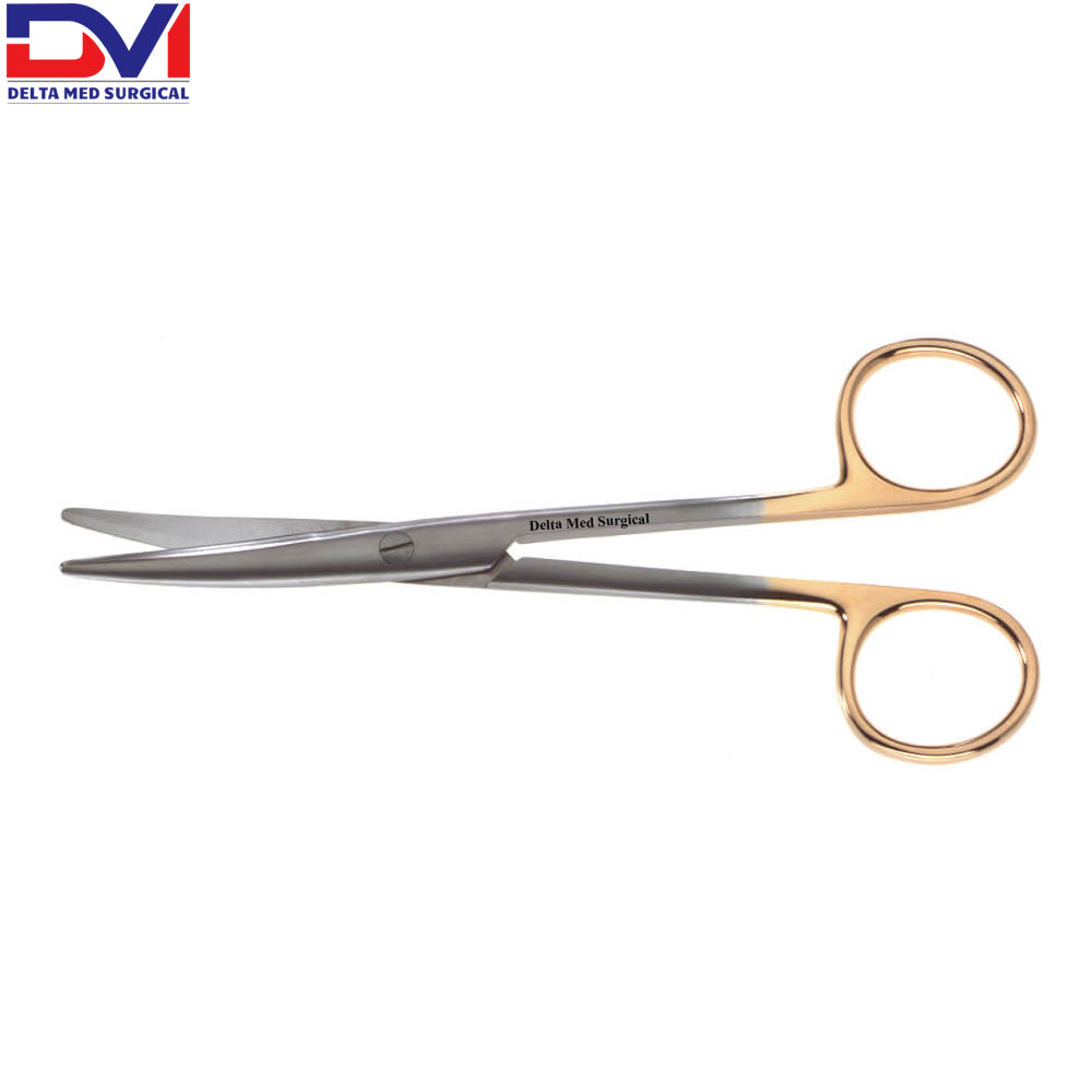 Delta Med Surgical 17cm Straight TC Mayo Scissors with gold-plated handles and tungsten carbide blade inserts