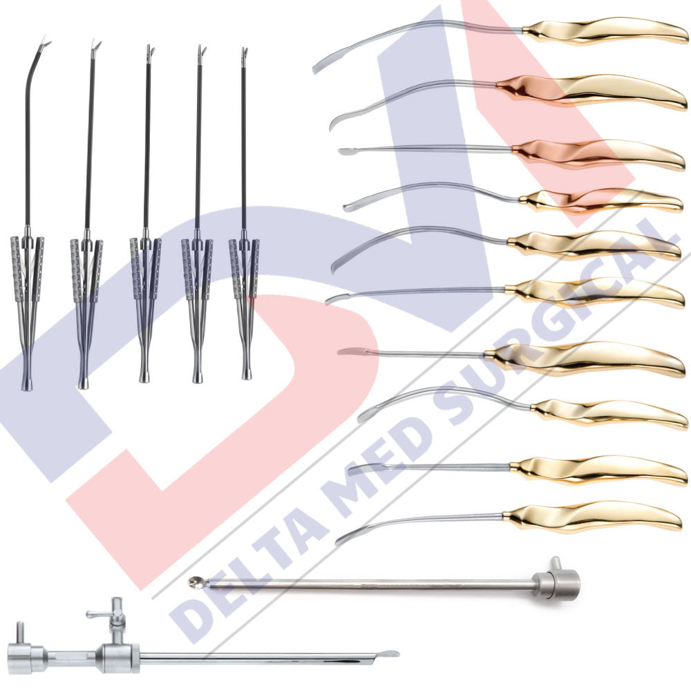 Ramirez Ergo-Style Endoscopic Set by Delta Med Surgical featuring specialized elevators and dissectors for brow lifts
