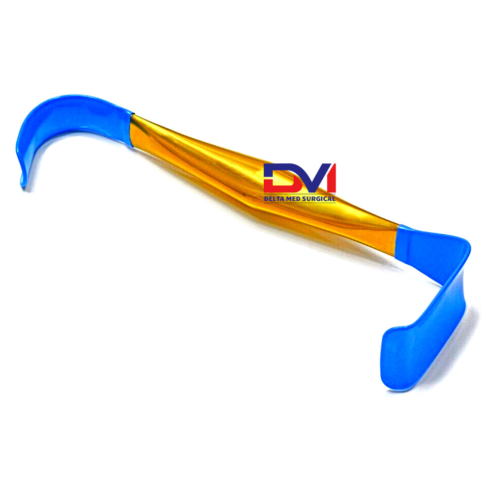 Delta Med Surgical 24cm Insulated Breast Retractor with black non-conductive coating and double-ended blades